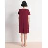 GYS Women’s Nightgowns Bamboo Viscose Soft Comfy Short Sleeve V Neck Sleep Dress(Wine Red)