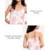 GYS Women’s Nightgowns Bamboo Viscose V Neck Adjustable Spaghetti Straps Sleeveless Sleep Dress(Peony)