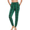 GYS Women’s Pajama Pants – Viscose Made from Bamboo, Joggers Pants with Pockets Comfy Lounge Sleep Pants Pj Bottoms(Green Plaid)