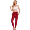 GYS Women’s Pajama Pants – Viscose Made from Bamboo, Joggers Pants with Pockets Comfy Lounge Sleep Pants Pj Bottoms(Red Plaid)
