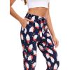 GYS Women’s Pajama Pants – Viscose Made from Bamboo, Joggers Pants with Pockets Comfy Lounge Sleep Pants Pj Bottoms(Santa Claus Navy)
