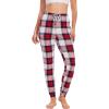 GYS Women’s Pajama Pants – Viscose Made from Bamboo, Joggers Pants with Pockets Comfy Lounge Sleep Pants Pj Bottoms(White Red Plaid)