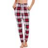 GYS Women’s Pajama Pants – Viscose Made from Bamboo, Joggers Pants with Pockets Comfy Lounge Sleep Pants Pj Bottoms(White Red Plaid)