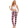 GYS Women’s Pajama Pants – Viscose Made from Bamboo, Joggers Pants with Pockets Comfy Lounge Sleep Pants Pj Bottoms(White Red Plaid)