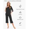 GYS Womens Pajama Set – Viscose Made from Bamboo, 3/4 Sleeve Capri Pajama Set Soft 2 Piece Sleepwear Pjs Lounge Set(Black)
