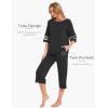 GYS Womens Pajama Set – Viscose Made from Bamboo, 3/4 Sleeve Capri Pajama Set Soft 2 Piece Sleepwear Pjs Lounge Set(Black)