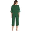 GYS Womens Pajama Set – Viscose Made from Bamboo, 3/4 Sleeve Capri Pajama Set Soft 2 Piece Sleepwear Pjs Lounge Set(Dark Green)