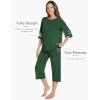 GYS Womens Pajama Set – Viscose Made from Bamboo, 3/4 Sleeve Capri Pajama Set Soft 2 Piece Sleepwear Pjs Lounge Set(Dark Green)