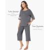 GYS Womens Pajama Set – Viscose Made from Bamboo, 3/4 Sleeve Capri Pajama Set Soft 2 Piece Sleepwear Pjs Lounge Set(Dark Heather Grey)