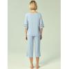 GYS Womens Pajama Set – Viscose Made from Bamboo, 3/4 Sleeve Capri Pajama Set Soft 2 Piece Sleepwear Pjs Lounge Set(Light Blue)