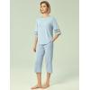 GYS Womens Pajama Set – Viscose Made from Bamboo, 3/4 Sleeve Capri Pajama Set Soft 2 Piece Sleepwear Pjs Lounge Set(Light Blue)