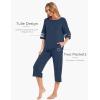 GYS Womens Pajama Set – Viscose Made from Bamboo, 3/4 Sleeve Capri Pajama Set Soft 2 Piece Sleepwear Pjs Lounge Set(Light Navy)