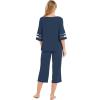 GYS Womens Pajama Set – Viscose Made from Bamboo, 3/4 Sleeve Capri Pajama Set Soft 2 Piece Sleepwear Pjs Lounge Set(Light Navy)