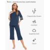 GYS Womens Pajama Set – Viscose Made from Bamboo, 3/4 Sleeve Capri Pajama Set Soft 2 Piece Sleepwear Pjs Lounge Set(Light Navy)