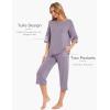 GYS Womens Pajama Set – Viscose Made from Bamboo, 3/4 Sleeve Capri Pajama Set Soft 2 Piece Sleepwear Pjs Lounge Set(Violet)