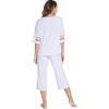 GYS Womens Pajama Set – Viscose Made from Bamboo, 3/4 Sleeve Capri Pajama Set Soft 2 Piece Sleepwear Pjs Lounge Set(White)