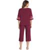 GYS Womens Pajama Set – Viscose Made from Bamboo, 3/4 Sleeve Capri Pajama Set Soft 2 Piece Sleepwear Pjs Lounge Set(Wine)