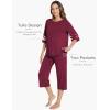 GYS Womens Pajama Set – Viscose Made from Bamboo, 3/4 Sleeve Capri Pajama Set Soft 2 Piece Sleepwear Pjs Lounge Set(Wine)