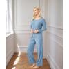 GYS Women’s Pajama Set Bamboo Viscose Cloud-Soft Long Sleeve Year-round Comfort Sleep Sets(Grayish Blue)