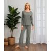 GYS Women’s Pajama Set Bamboo Viscose Cloud-Soft Long Sleeve Year-round Comfort Sleep Sets(Grayish Green)