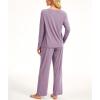 GYS Women’s Pajama Set Bamboo Viscose Cloud-Soft Long Sleeve Year-round Comfort Sleep Sets(Purple)