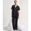 GYS Women’s Pajama Set Bamboo Viscose Notch Collar Button Down Short Sleeve Top with Pants 2 Piece Sleepwear(Black)
