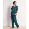 GYS Women’s Pajama Set Bamboo Viscose Notch Collar Button Down Short Sleeve Top with Pants 2 Piece Sleepwear(Ink Blue)
