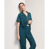 GYS Women’s Pajama Set Bamboo Viscose Notch Collar Button Down Short Sleeve Top with Pants 2 Piece Sleepwear(Ink Blue)