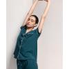 GYS Women’s Pajama Set Bamboo Viscose Notch Collar Button Down Short Sleeve Top with Pants 2 Piece Sleepwear(Ink Blue)