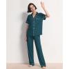 GYS Women’s Pajama Set Bamboo Viscose Notch Collar Button Down Short Sleeve Top with Pants 2 Piece Sleepwear(Ink Blue)