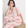GYS Women’s Pajama Set Bamboo Viscose Notch Collar Button Down Short Sleeve Top with Pants 2 Piece Sleepwear(Peony)