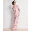 GYS Women’s Pajama Set Bamboo Viscose Notch Collar Button Down Short Sleeve Top with Pants 2 Piece Sleepwear(Peony)
