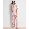 GYS Women’s Pajama Set Bamboo Viscose Notch Collar Button Down Short Sleeve Top with Pants 2 Piece Sleepwear(Peony)