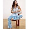 GYS Womens Pajama Set Bamboo Viscose Tank Top and Pants Soft 2 Piece Sleep Sets(Light Green Floral)