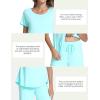 GYS Women’s Pajama Sets Short Sleeve Top and Capri Pant Solid Color Sleepwear, Viscose from Bamboo(Aqua)