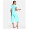 GYS Women’s Pajama Sets Short Sleeve Top and Capri Pant Solid Color Sleepwear, Viscose from Bamboo(Aqua)