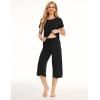 GYS Women’s Pajama Sets Short Sleeve Top and Capri Pant Solid Color Sleepwear, Viscose from Bamboo(Black)