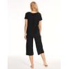 GYS Women’s Pajama Sets Short Sleeve Top and Capri Pant Solid Color Sleepwear, Viscose from Bamboo(Black)