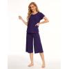 GYS Women’s Pajama Sets Short Sleeve Top and Capri Pant Solid Color Sleepwear, Viscose from Bamboo(Deep Purple)