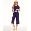 GYS Women’s Pajama Sets Short Sleeve Top and Capri Pant Solid Color Sleepwear, Viscose from Bamboo(Deep Purple)