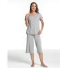 GYS Women’s Pajama Sets Short Sleeve Top and Capri Pant Solid Color Sleepwear, Viscose from Bamboo(Heather Grey)