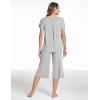 GYS Women’s Pajama Sets Short Sleeve Top and Capri Pant Solid Color Sleepwear, Viscose from Bamboo(Heather Grey)
