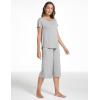 GYS Women’s Pajama Sets Short Sleeve Top and Capri Pant Solid Color Sleepwear, Viscose from Bamboo(Heather Grey)