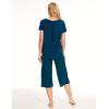 GYS Women’s Pajama Sets Short Sleeve Top and Capri Pant Solid Color Sleepwear, Viscose from Bamboo(Ink Blue)
