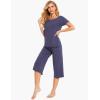LazyCozy Womens Pajama Sets Viscose from Bamboo Pj Set Short Sleeve Top with Capri Pants Sleepwear 2 Piece Lounge Set(Air Purple)