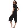 LazyCozy Womens Pajama Sets Viscose from Bamboo Pj Set Short Sleeve Top with Capri Pants Sleepwear 2 Piece Lounge Set(Black)