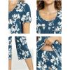 LazyCozy Womens Pajama Sets Viscose from Bamboo Pj Set Short Sleeve Top with Capri Pants Sleepwear 2 Piece Lounge Set(C – Ink Blue Flowers)