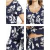 LazyCozy Womens Pajama Sets Viscose from Bamboo Pj Set Short Sleeve Top with Capri Pants Sleepwear 2 Piece Lounge Set(C – Navy Flowers)