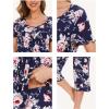 LazyCozy Womens Pajama Sets Viscose from Bamboo Pj Set Short Sleeve Top with Capri Pants Sleepwear 2 Piece Lounge Set(C – Navy Peony)