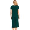 LazyCozy Womens Pajama Sets Viscose from Bamboo Pj Set Short Sleeve Top with Capri Pants Sleepwear 2 Piece Lounge Set(C – Peacock Green)